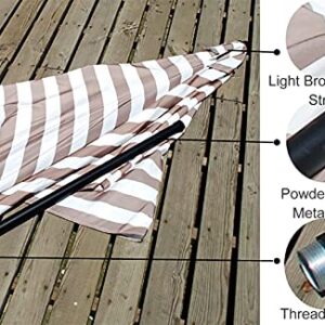 SSZY Patio Umbrella Portable White and Light Brown Striped Pool Patio Umbrella, Rectangle Outside/Beach/Market Table Umbrella, Garden Umbrella Parasol