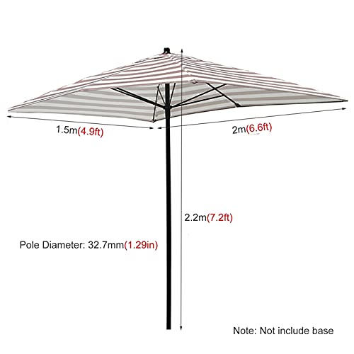 SSZY Patio Umbrella Portable White and Light Brown Striped Pool Patio Umbrella, Rectangle Outside/Beach/Market Table Umbrella, Garden Umbrella Parasol