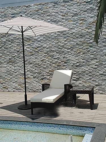 SSZY Patio Umbrella Portable White and Light Brown Striped Pool Patio Umbrella, Rectangle Outside/Beach/Market Table Umbrella, Garden Umbrella Parasol