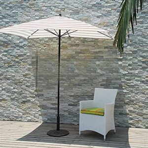 SSZY Patio Umbrella Portable White and Light Brown Striped Pool Patio Umbrella, Rectangle Outside/Beach/Market Table Umbrella, Garden Umbrella Parasol