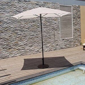 SSZY Patio Umbrella Portable White and Light Brown Striped Pool Patio Umbrella, Rectangle Outside/Beach/Market Table Umbrella, Garden Umbrella Parasol