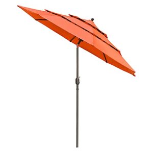 yescom 9' aluminum 3 tier wind resistant uv70+ outdoor patio umbrella push tilt crank pool yard garden deck table orange