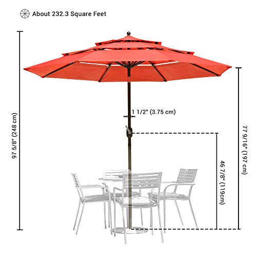 Yescom 9' Aluminum 3 Tier Wind Resistant UV70+ Outdoor Patio Umbrella Push Tilt Crank Pool Yard Garden Deck Table Orange