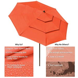 Yescom 9' Aluminum 3 Tier Wind Resistant UV70+ Outdoor Patio Umbrella Push Tilt Crank Pool Yard Garden Deck Table Orange