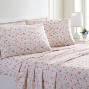 modern threads printed 3-piece extra soft bedding sheets & pillowcase set, deep pocket up to 16 inch mattress kashmir rose twin