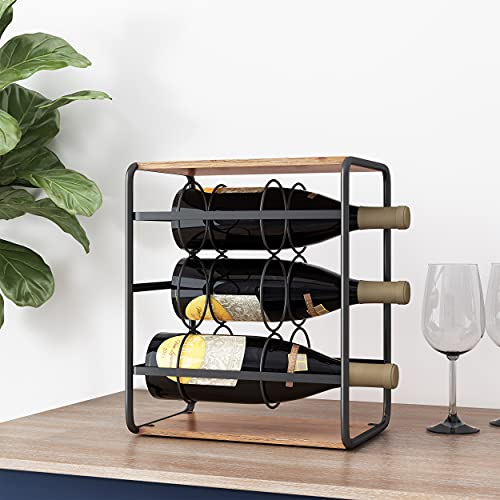 Christopher Knight Home Rauser Wine Rack, Black + Natural