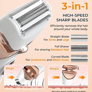 Electric Shaver for Women,Ladies Shaver,Lady Razor for Legs,Arm,Underarm,Bikini,USB Rechargeable Razor Wet&Dry Cordless for Woman by PRITECH