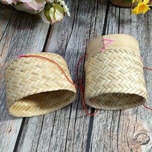 Sticky Rice Basket Kratip Small Handmade Natural White Orchid Bamboo Basket Steamer Kitchen in Thailand Laos Keep Warm for Restaurant by Heavens Tvcz