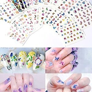 Spearlcable Nail Art Decoration Kit,48 Sheets Nail Stickers Crystal Rhinestones Set 3D Holographic Butterfly Glitter Fruit Nail Art Slices Iridescent Nail Sequins for Acrylic Nail Art