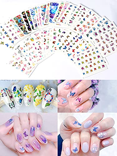 Spearlcable Nail Art Decoration Kit,48 Sheets Nail Stickers Crystal Rhinestones Set 3D Holographic Butterfly Glitter Fruit Nail Art Slices Iridescent Nail Sequins for Acrylic Nail Art