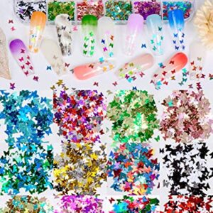 Spearlcable Nail Art Decoration Kit,48 Sheets Nail Stickers Crystal Rhinestones Set 3D Holographic Butterfly Glitter Fruit Nail Art Slices Iridescent Nail Sequins for Acrylic Nail Art