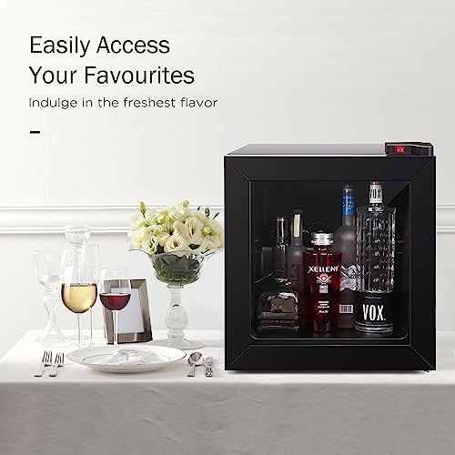 ADT Mini Freezer with Display Glass Door 1.1 Cu Ft Small Freezer with 2 Removable Shelves 7 Temperature Settings -8°F to 14°F Perfect for Liquor and Ice Cream