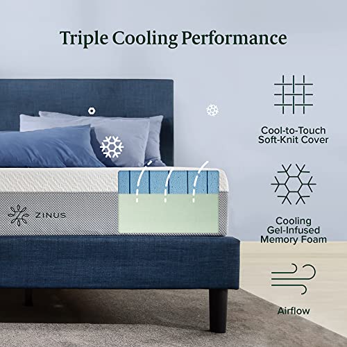 ZINUS 8 Inch Ultra Cooling Gel Memory Foam Mattress / Cool-to-Touch Soft Knit Cover / Pressure Relieving / CertiPUR-US Certified / Bed-in-a-Box / All-New / Made in USA, Queen