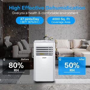 Pasapair 10000BTU WiFi Portable Air Conditioner – Portable AC with Remote&App Control – 4-in-1 AC Unit for Room with Cooling, Dehumidifier, Fan, Sleep Model- Efficient and Energy-Saving