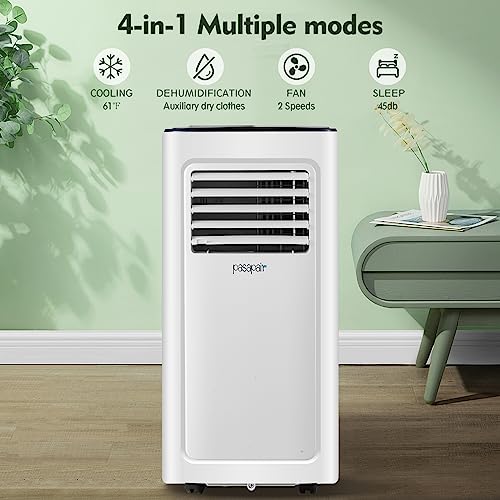 Pasapair 10000BTU WiFi Portable Air Conditioner – Portable AC with Remote&App Control – 4-in-1 AC Unit for Room with Cooling, Dehumidifier, Fan, Sleep Model- Efficient and Energy-Saving