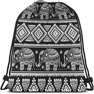 beabes elephant drawstring bags backpack bag vintage animal floral lotus bohemian mandala pattern tribal boho aztec sport gym sack drawstring bag string bag yoga bag for men women
