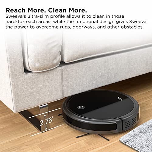 TCL Sweeva 1000 Robot Vacuum Cleaner Ultra Slim 2.76inch, Strong Suction 1500Pa, 120mins Runtime, Washable HEPA Filter, Good for Pet Hair, Hard Floor & Carpets