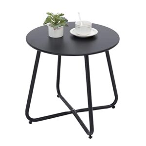 juserox outdoor table small patio side table, round metal side table, weatherproof, portable, outdoor end table for garden, balcony, yard (black)