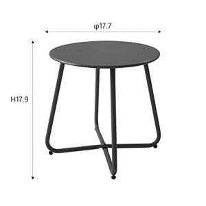 juserox Outdoor Table Small Patio Side Table, Round Metal Side Table, Weatherproof, Portable, Outdoor End Table for Garden, Balcony, Yard (Black)