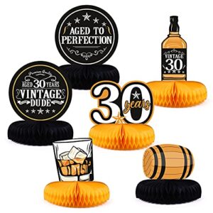 6pcs whiskey party honeycomb centerpieces vintage dude table decoration aged to perfection signs for 30th birthday party supplies whiskey party decorations