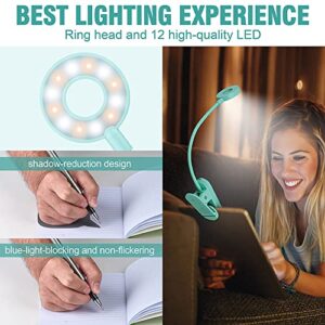 Visson Stepless Dimming Book Light,12 LED Reading Lights for Books in Bed,3 Color Temperature,Rechargeable Clip-on Light with Magnetic Function.Perfect for Bookworms,Kids