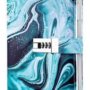 Nitukany Diary with Lock for Women Girls Boys Teens Kids Faux Leather Personal Diary Refillable Lined Paper Password Notebooks A5 (8.5"*5.9")