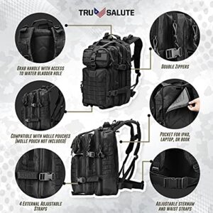 Tru Salute 40L Military Tactical Backpack Large Army 3 Day Assault Pack Molle Bugout Bag Rucksack (black)