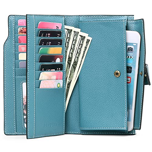 SENDEFN Women Leather Wallets RFID Blocking Clutch Card Holder Ladies Purse with Zipper Pocket