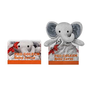 Pro Goleem Elephant Loveys for Babies Soft Security Blanket Baby Snuggle Toy Stuffed Animal Blanket Baby Registry Search Baby Boy Gifts for Infant and Toddler Gray 16 Inch