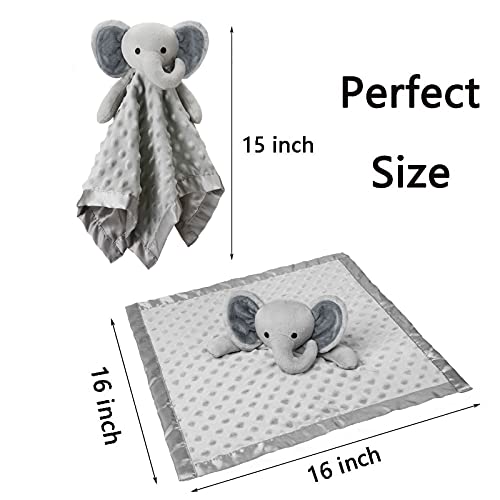 Pro Goleem Elephant Loveys for Babies Soft Security Blanket Baby Snuggle Toy Stuffed Animal Blanket Baby Registry Search Baby Boy Gifts for Infant and Toddler Gray 16 Inch