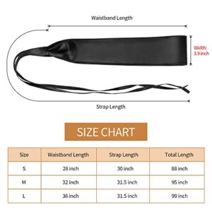 Wide Obi Belts for Women Faux Leather Black Thick Belt Lace Up Wrap Waistband L