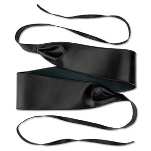 Wide Obi Belts for Women Faux Leather Black Thick Belt Lace Up Wrap Waistband L