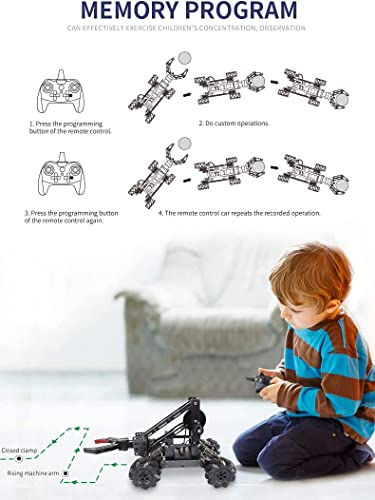 VANLINNY Smart Robot Arm Kit,2-in 1 Science Kits with 4-DOF Robotic Car,Electronic Programming DIY Toy for Kids Ages 8+,Promotes STEM Interest in Science,Technology,Best Birthday Gifts for Boys/Girls.