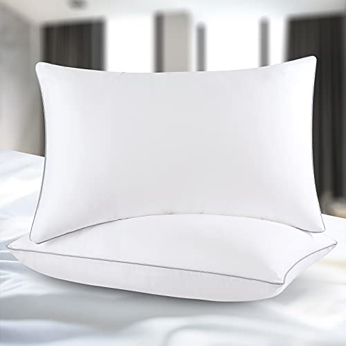 Bed Pillows for Sleeping 2 Pack - Standard Size Cooling Pillows Set of 2 for Side Back and Stomach Sleepers, Down Alternative Filling Luxury Soft Supportive Plush Pillows