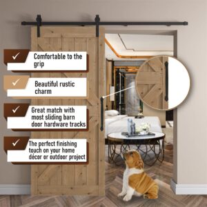 VivaLight 12 Inch Round Rustic Barn Door Handle - Solid Steel Black Pull for Sliding Doors, Gates, Garages, Sheds, Closets, Pantries - Durable & Stylish - Easy Install