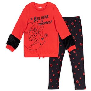 miraculous ladybug little girls fleece pullover sweatshirt & leggings set red/black 7-8