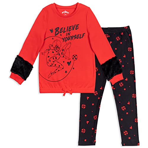 Miraculous Ladybug Little Girls Fleece Pullover Sweatshirt & Leggings Set Red/Black 7-8