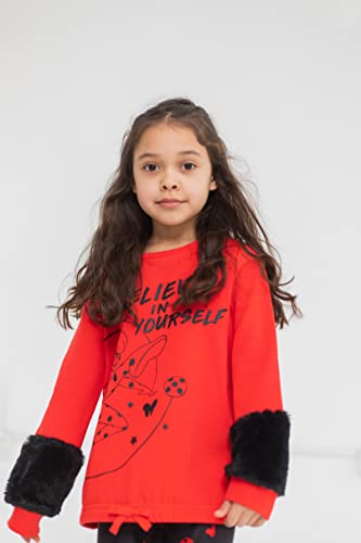 Miraculous Ladybug Little Girls Fleece Pullover Sweatshirt & Leggings Set Red/Black 7-8