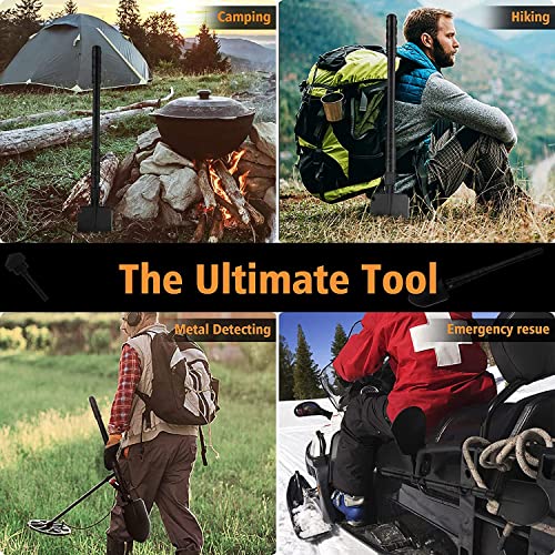 FLYEGO Folding Camping Shovel, Multifunctional Military Shovel Portable Metal Detecting Shovel High Carbon Steel Entrenching Tool for Camping, Car Emergency, Hiking, Garden, Trenching, Backpacking