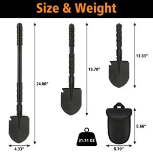 FLYEGO Folding Camping Shovel, Multifunctional Military Shovel Portable Metal Detecting Shovel High Carbon Steel Entrenching Tool for Camping, Car Emergency, Hiking, Garden, Trenching, Backpacking