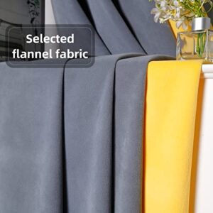 JYXIUBS Velvet Curtains 84 Inches Long, Grommet Thick Velvet Blackout Curtains with Two Tone French Room Darkening Window Curtains for Bedroom Living Room, 2 Panels 52 x 84 Inch, Grey and Yellow