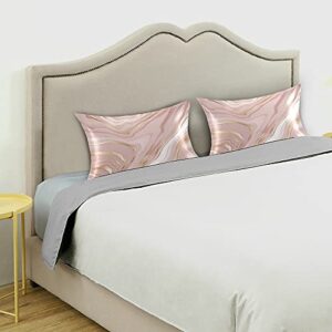 Dalzium Rose Gold Satin Pillowcase for Hair and Skin, Rose Gold Marble Silk Pillow Case with Envelope Closure, Standard Size 20x26 inches, 1 PC