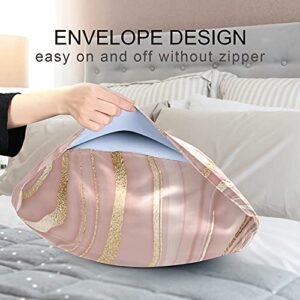 Dalzium Rose Gold Satin Pillowcase for Hair and Skin, Rose Gold Marble Silk Pillow Case with Envelope Closure, Standard Size 20x26 inches, 1 PC