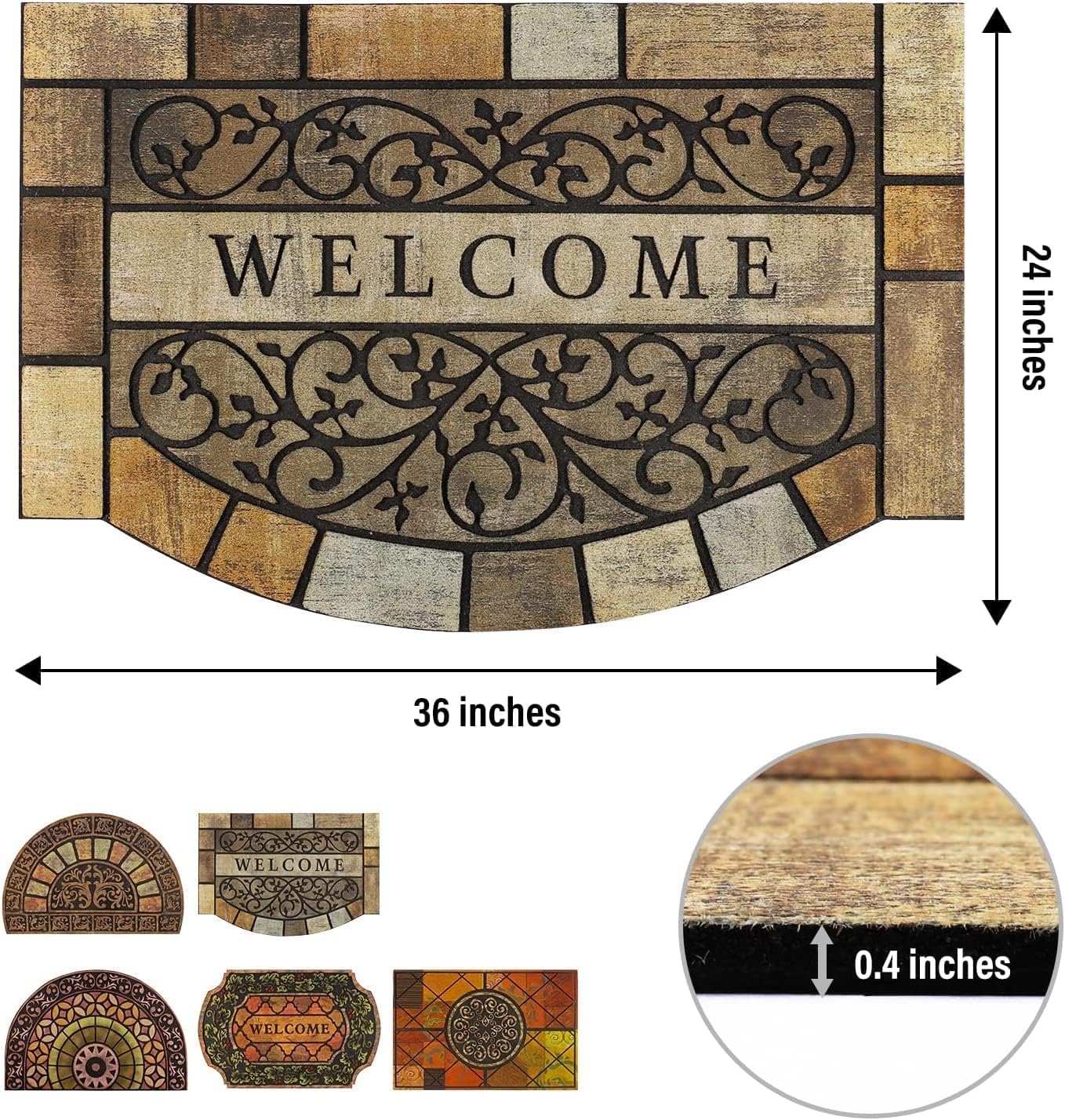 MTOUOCK Durable Welcome Door Mats, 24"x36" Heavy-Duty Large Welcome Mats for Front Door with Non-Slip Rubber Backing, Door Mats for Outside Entry, Front Door Mat for Garage, Patio, High Traffic Area