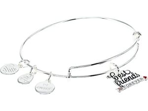 alex and ani occasions expandable bangle for women, best friends forever charm, shiny silver finish, 2 to 3.5 in, one size