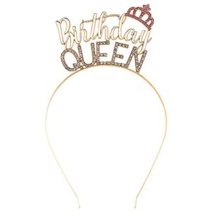 aoprie birthday crown gold birthday queen headband for girl birthday tiara for women princess crown rhinestone happy birthday hair accessories