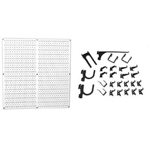 wall control 30-p-3232w white metal pegboard pack & kt-200-dlx b slotted storage panel deluxe hook assortment, black
