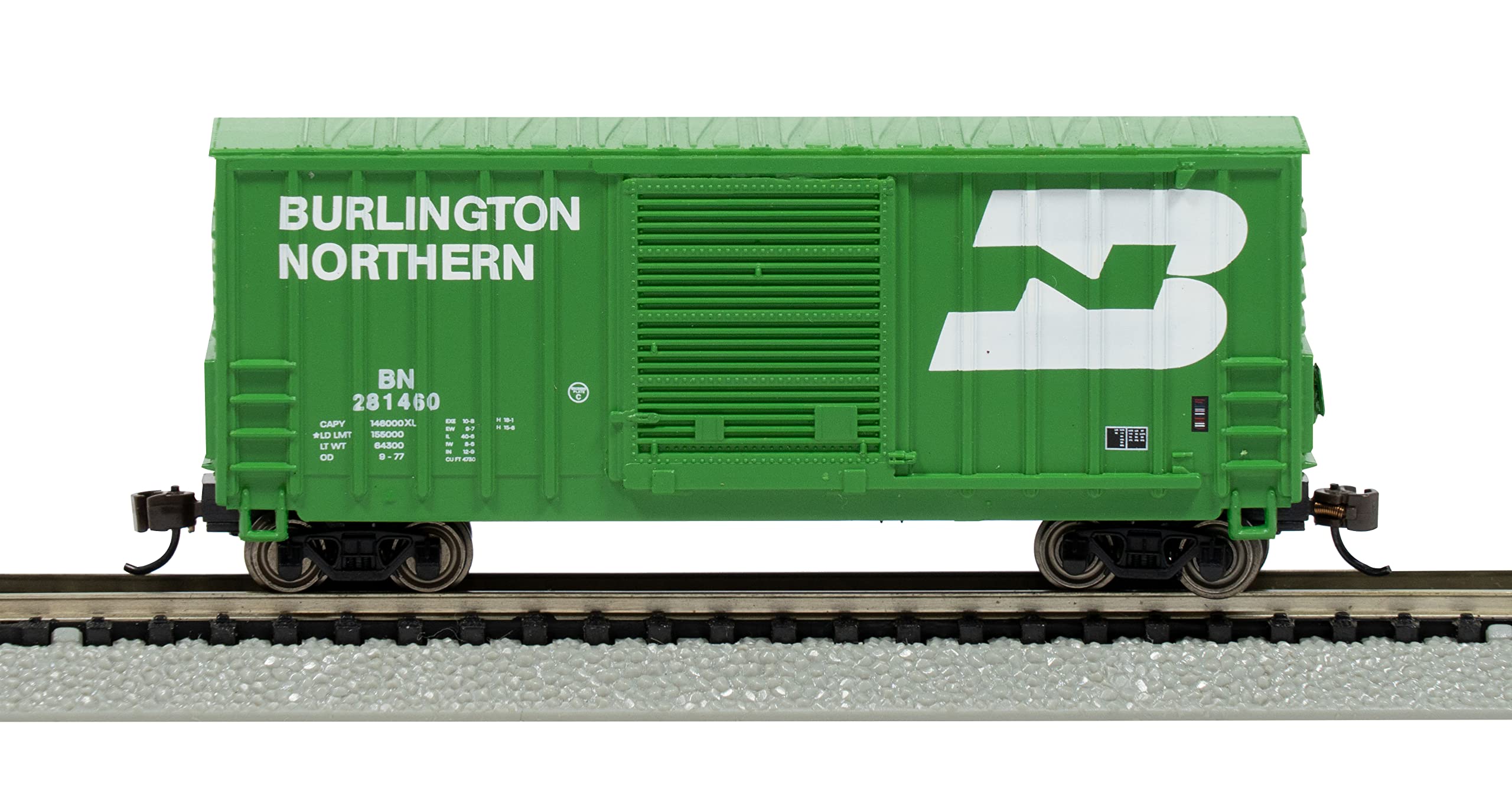 Bachmann Trains - HI-Cube Box CAR - Burlington Northern #281460 - N Scale Silver