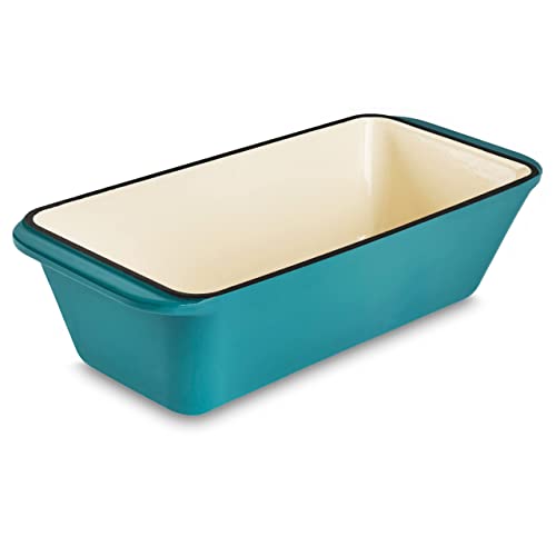 WEES-CK Enameled Cast Iron Loaf Pan, Meatloaf Pan, Casserole, and Bread Baking Mold - suitable for all heat sources and dishwasher safe for optimal baking and cooking experience (Turquoise)