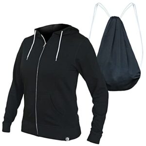 quikflip 2-in-1 reversible backpack hoodie (as seen on shark tank) women's full-zip hero hoodie lite - black